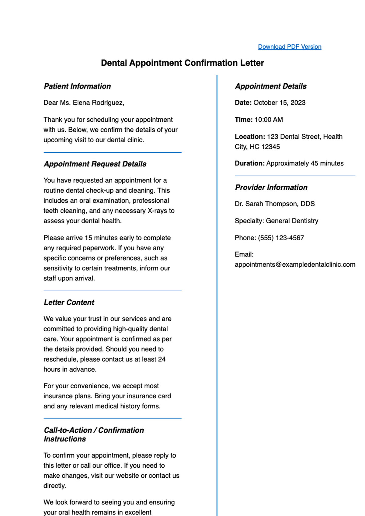 Dental Appointment Confirmation Letter Collection with Download Links_variant_3